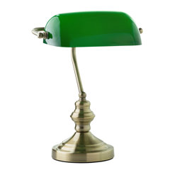 Green Glass Shade Bankers Lamp bankers lamp with green glass shade, H.35cm